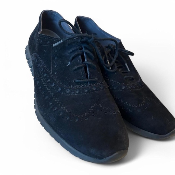 Cole Haan ZeroGrand Women’s Wingtip Oxfords - Black Suede, Size 9 B - Picture 3 of 9